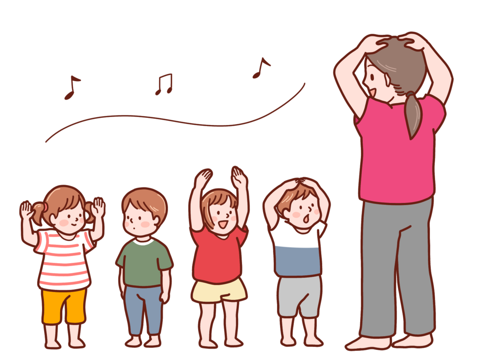 大人と子どもが歌ってるイラスト